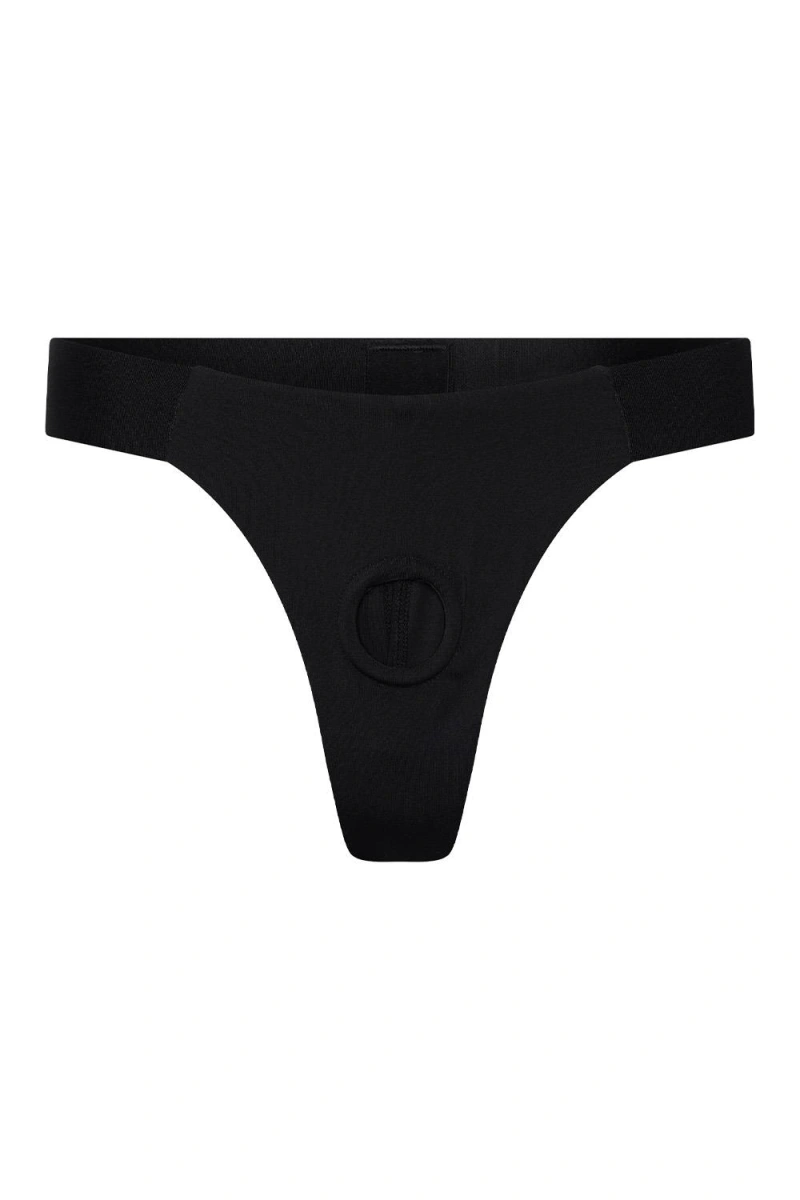 Ivy Strap-on Bikini Marime M cu Dildo Inclus din Silicon, Negru, 15.5 cm, #5, Erotic24.ro