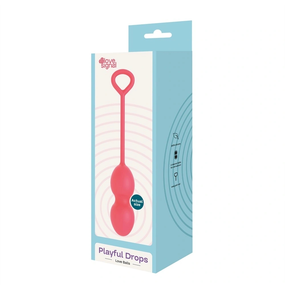 Bile Vaginale pentru Exercitii Kegel Playful Drops, Silicon, Rosu, 17.5 cm, Nr. 9, Erotic24.ro
