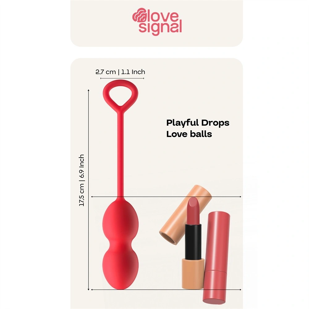 Bile Vaginale pentru Exercitii Kegel Playful Drops, Silicon, Rosu, 17.5 cm, Nr. 6, Erotic24.ro