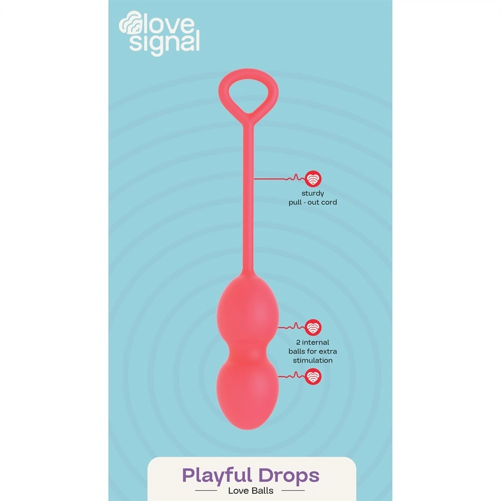 Bile Vaginale pentru Exercitii Kegel Playful Drops, Silicon, Rosu, 17.5 cm, Nr. 5, Erotic24.ro