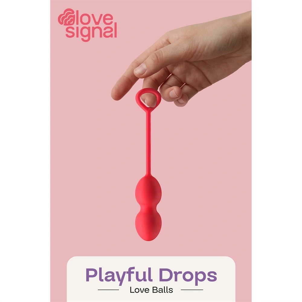 Bile Vaginale pentru Exercitii Kegel Playful Drops, Silicon, Rosu, 17.5 cm, Nr. 8, Erotic24.ro