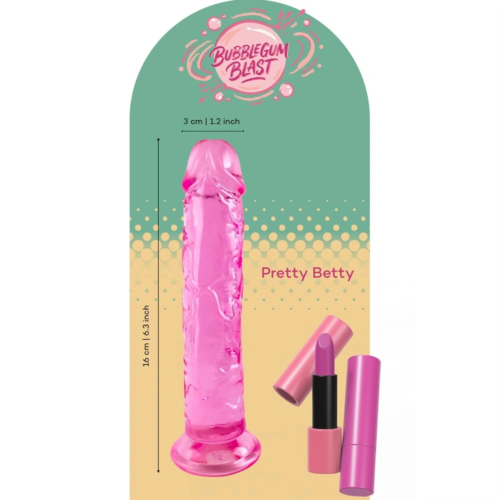 Dildo Realist Pretty Betty cu Ventuza, TPE, Roz, 16 cm, #8, Erotic24.ro