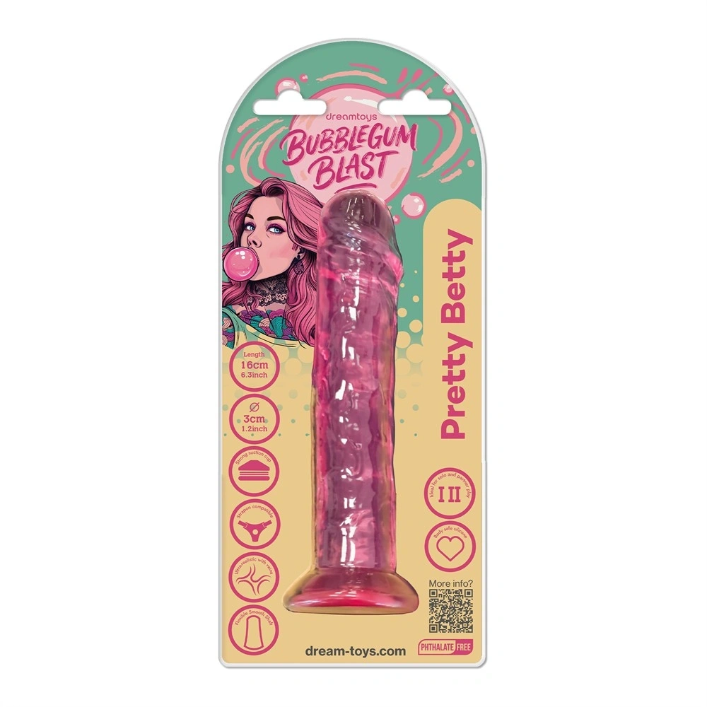Dildo Realist Pretty Betty cu Ventuza, TPE, Roz, 16 cm, #10, Erotic24.ro