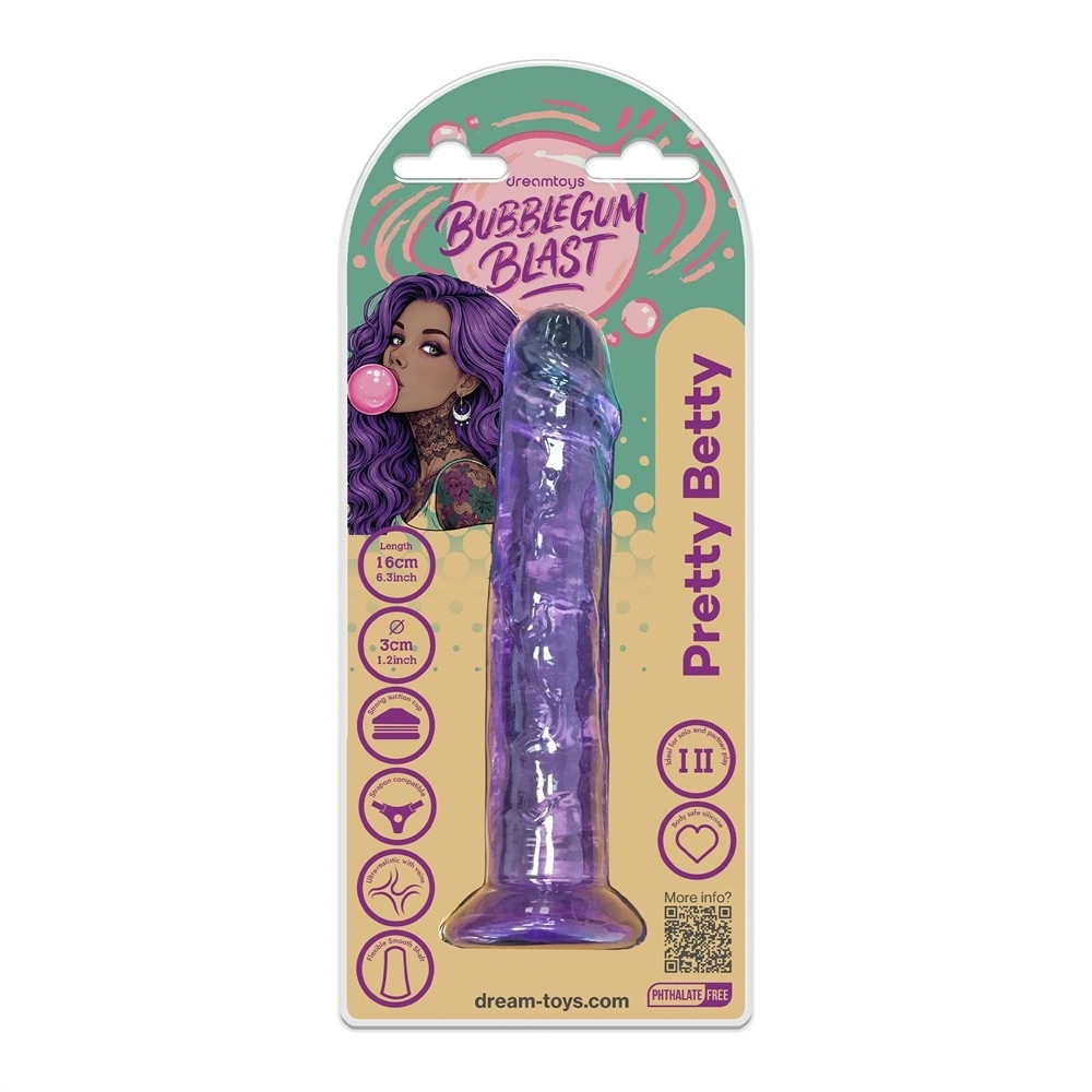 Dildo Realist Pretty Betty cu Ventuza, TPE, Mov, 16 cm, Nr. 10, Erotic24.ro