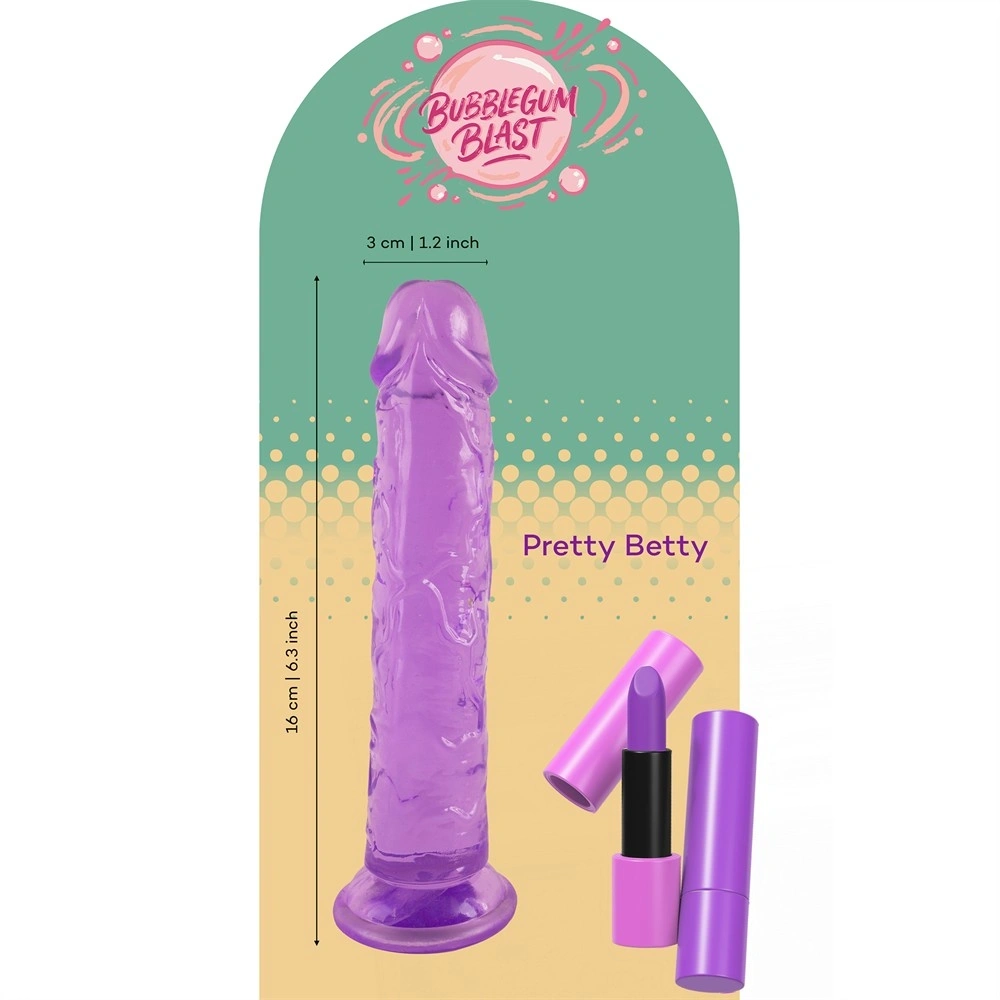 Dildo Realist Pretty Betty cu Ventuza, TPE, Mov, 16 cm, Nr. 7, Erotic24.ro