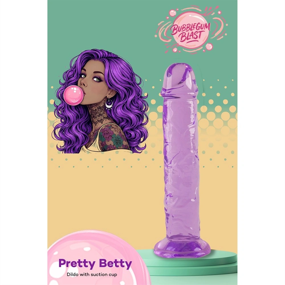 Dildo Realist Pretty Betty cu Ventuza, TPE, Mov, 16 cm, Nr. 6, Erotic24.ro