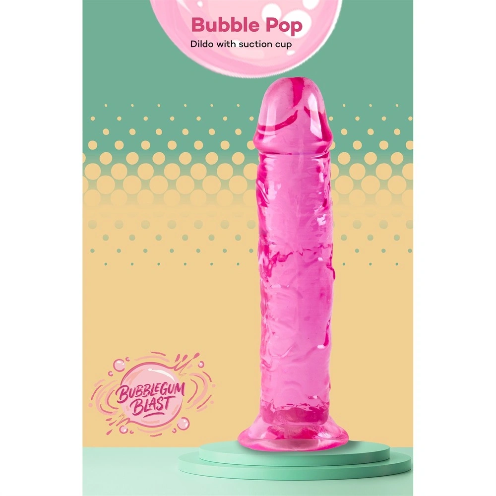 Dildo Realist Bubble Pop cu Ventuza, TPE, Roz, 18 cm, Nr. 9, Erotic24.ro