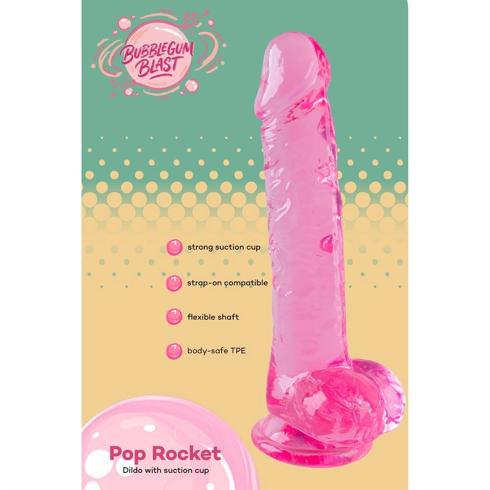 Dildo Realist Pop Rocket cu Ventuza, TPE, Roz, 17 cm, #8, Erotic24.ro
