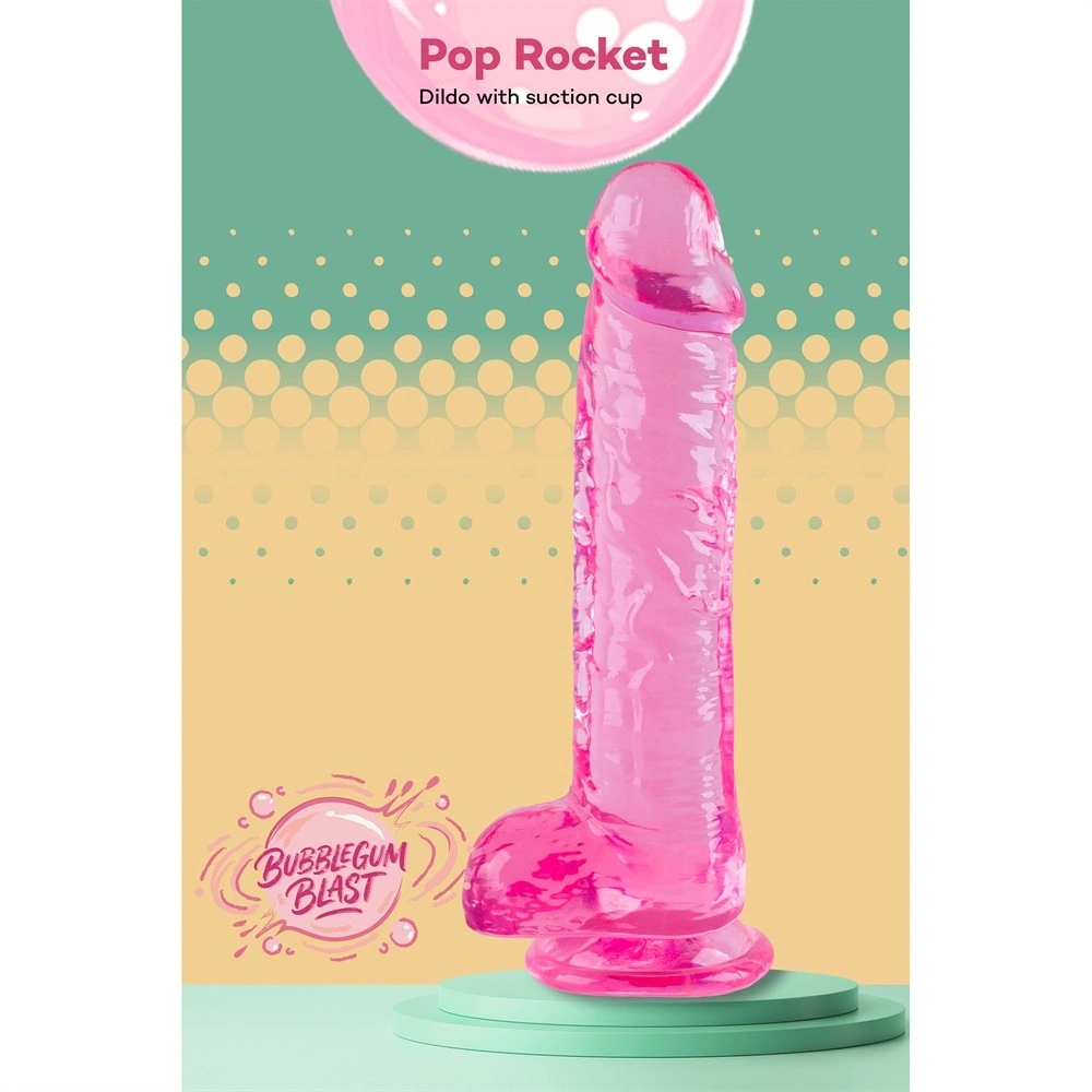 Dildo Realist Pop Rocket cu Ventuza, TPE, Roz, 17 cm, #11, Erotic24.ro