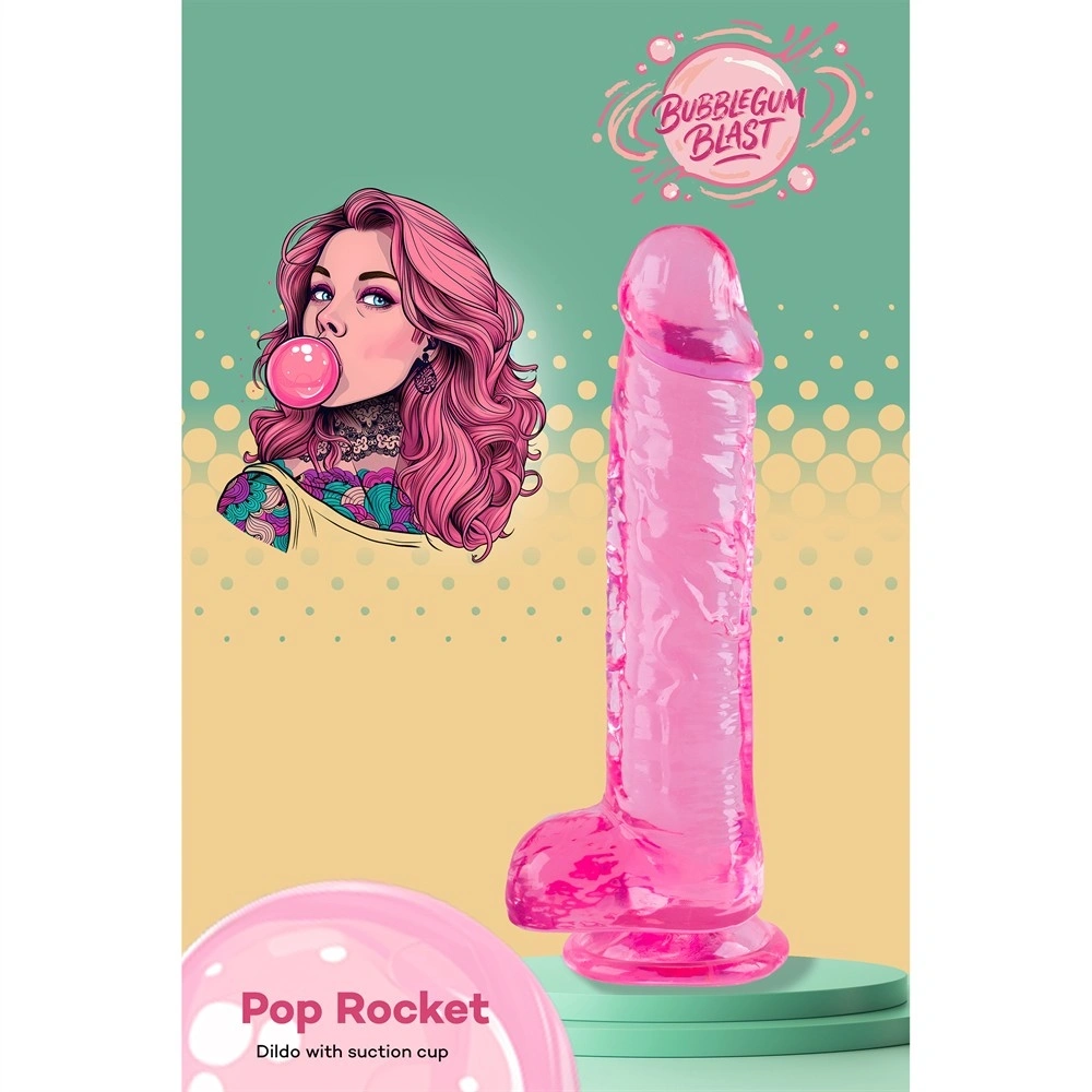 Dildo Realist Pop Rocket cu Ventuza, TPE, Roz, 17 cm, #9, Erotic24.ro