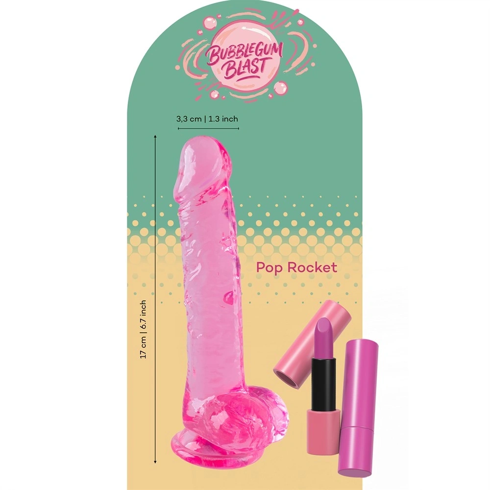 Dildo Realist Pop Rocket cu Ventuza, TPE, Roz, 17 cm, #10, Erotic24.ro