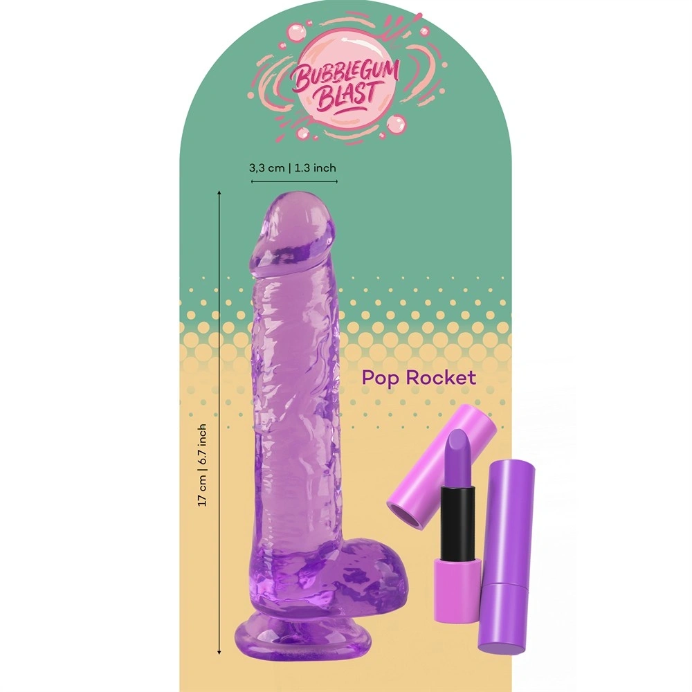 Dildo Realist Pop Rocket cu Ventuza, TPE, Mov, 17 cm, #10, Erotic24.ro