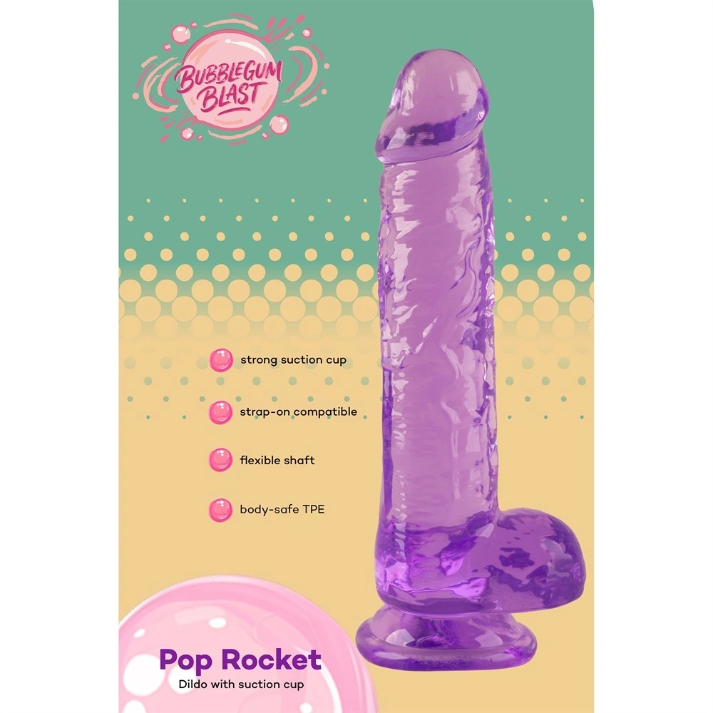 Dildo Realist Pop Rocket cu Ventuza, TPE, Mov, 17 cm, #9, Erotic24.ro