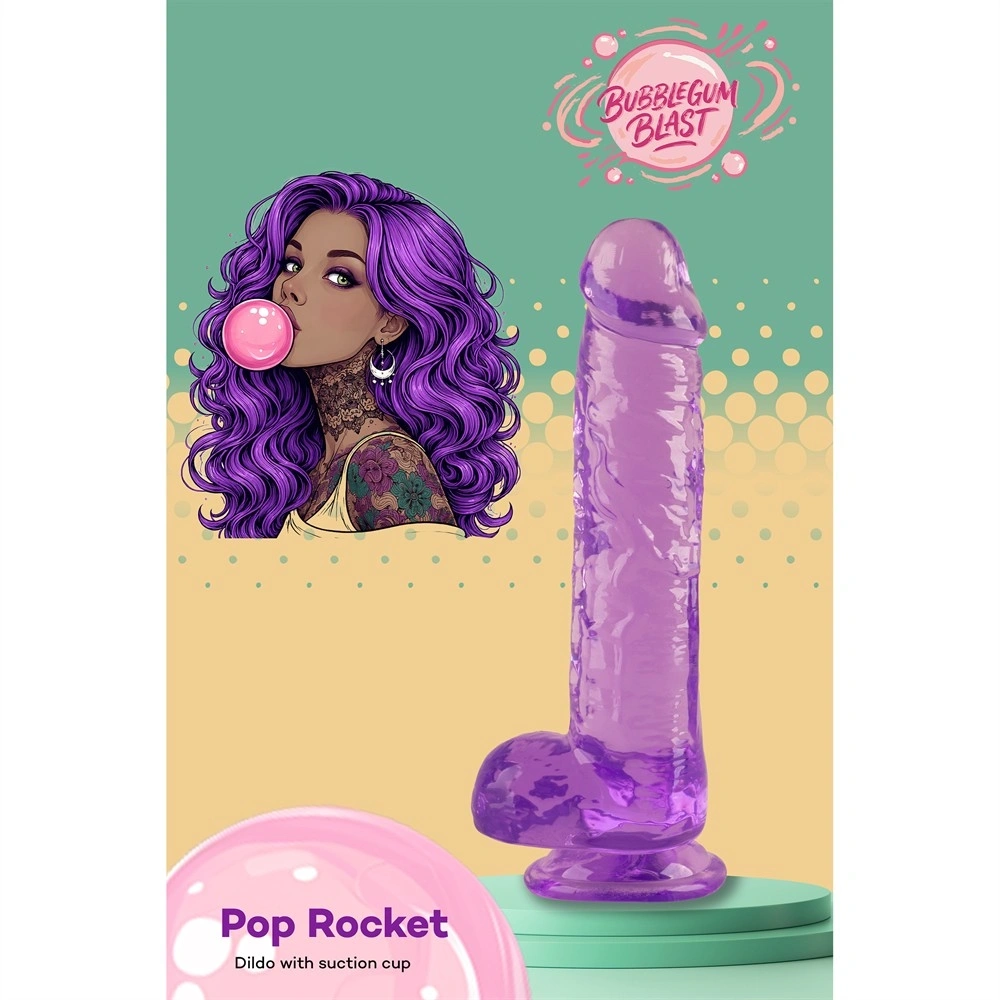 Dildo Realist Pop Rocket cu Ventuza, TPE, Mov, 17 cm, #8, Erotic24.ro
