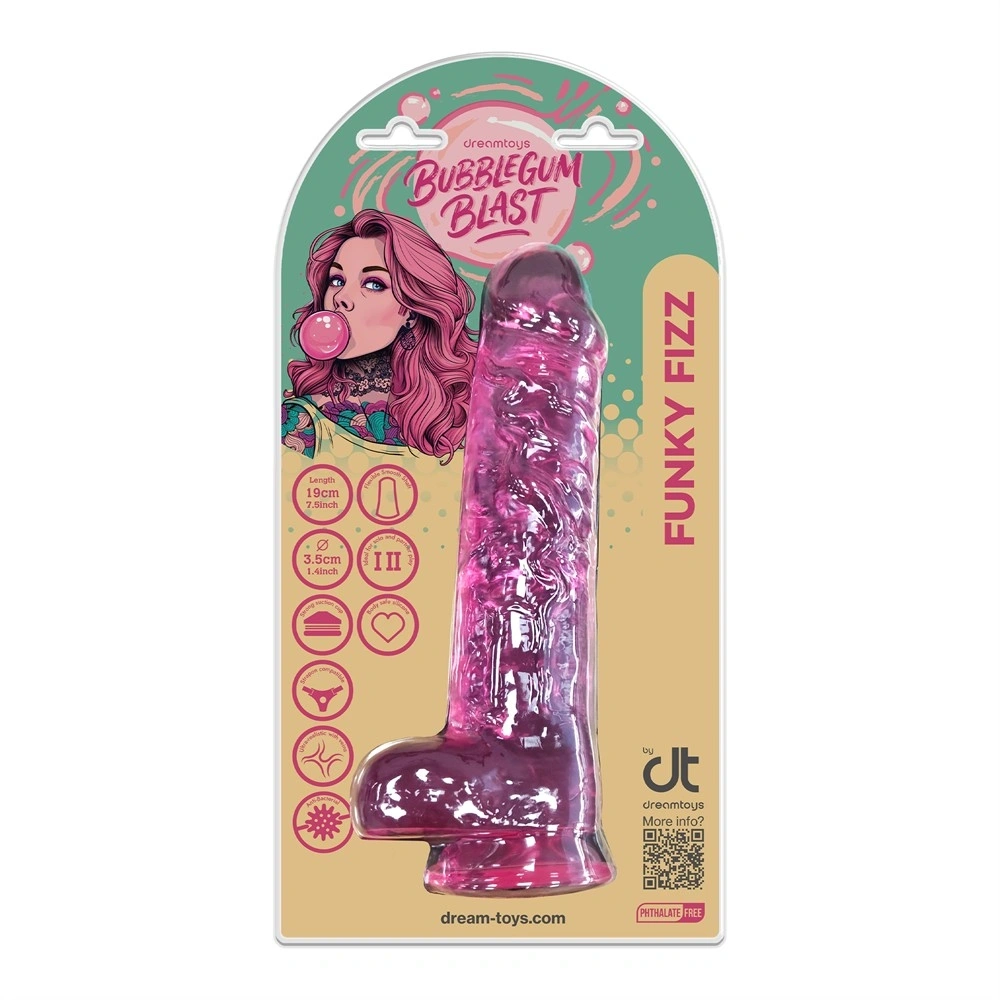 Dildo Realist Funky Fizz cu Ventuza, TPE, Roz, 19 cm, #12, Erotic24.ro