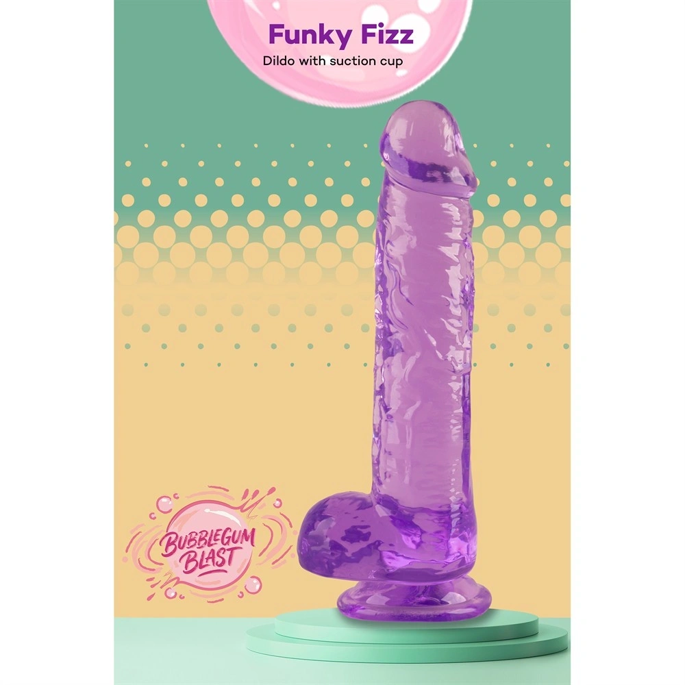 Dildo Realist Funky Fizz cu Ventuza, TPE, Mov, 19 cm, Nr. 11, Erotic24.ro