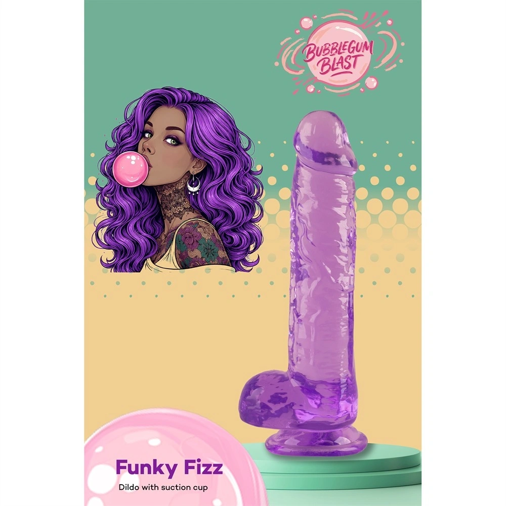 Dildo Realist Funky Fizz cu Ventuza, TPE, Mov, 19 cm, Nr. 8, Erotic24.ro