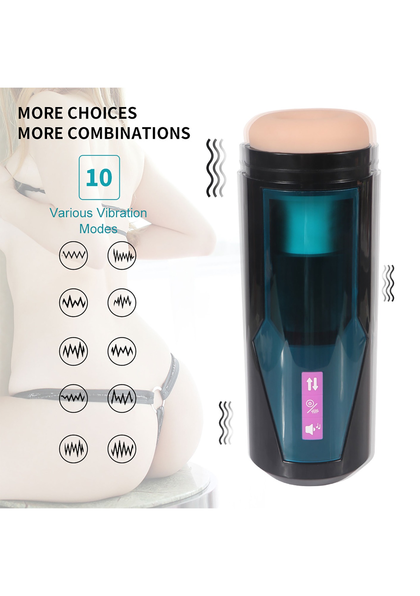 Masturbator 9 Moduri Impingere, 10 Moduri Vibratii, Conectare KlicLok pentru Masini de Sex Hismith, #5, Erotic24.ro