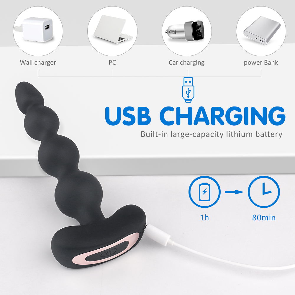 Bile Anale Andrew Remote Control Silicon USB Negru Mokko Toys, Nr. 9, Erotic24.ro