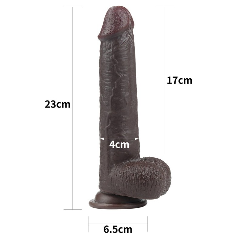 Dildo Realist Bendable Sliding-Skin Strat Dublu TPE Maro 23 cm, #7, Erotic24.ro