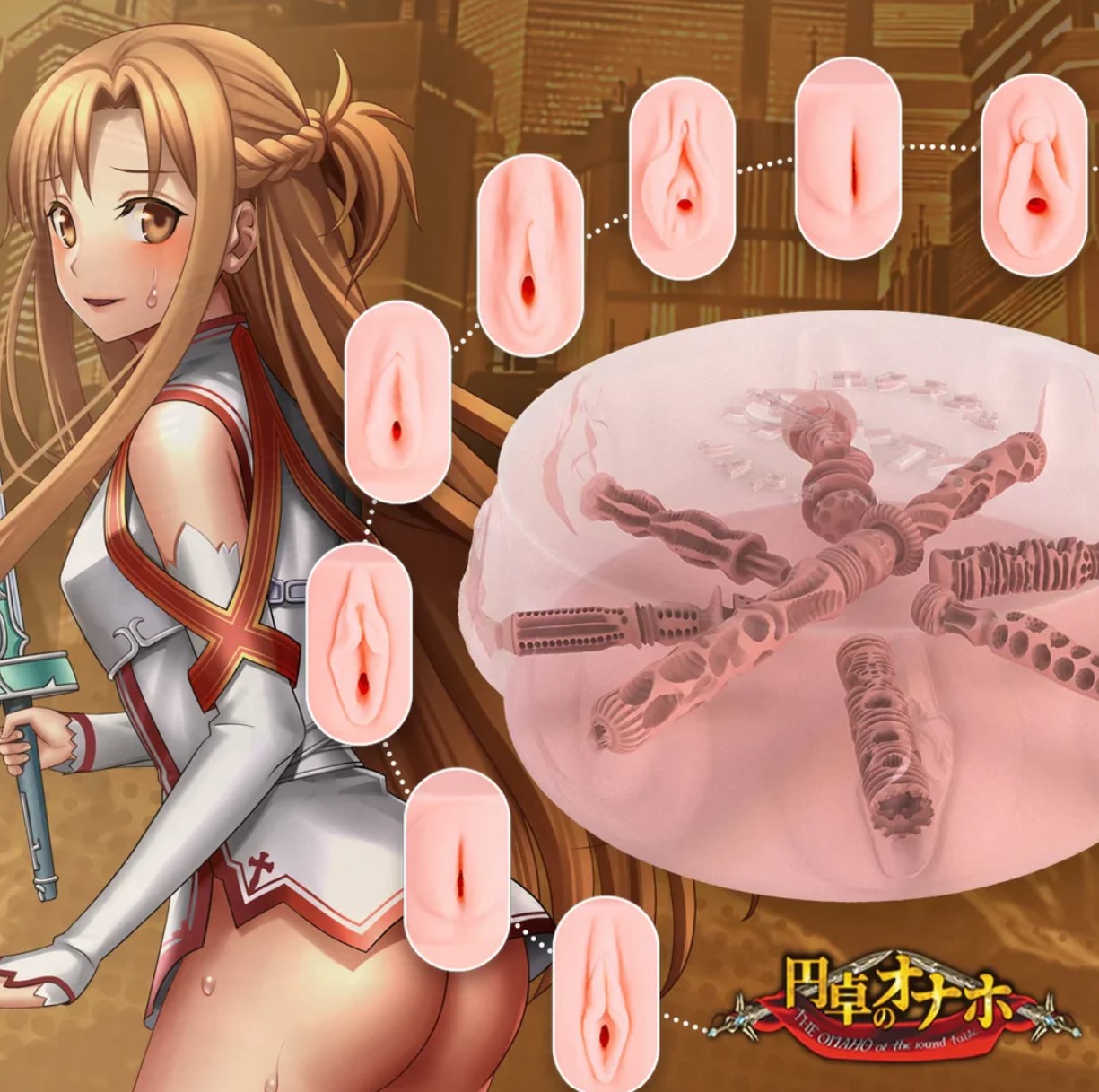 Masturbator cu 8  Canale de Penetrare The Onaho of the Round Table, TPE, Natural, 3.7 kg, #5, Erotic24.ro