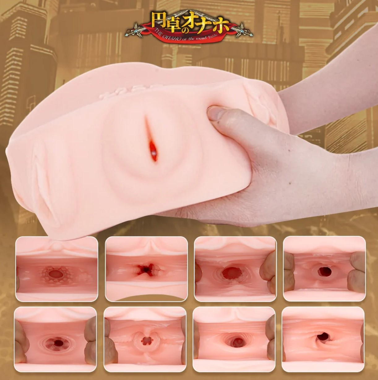 Masturbator cu 8  Canale de Penetrare The Onaho of the Round Table, TPE, Natural, 3.7 kg, #3, Erotic24.ro