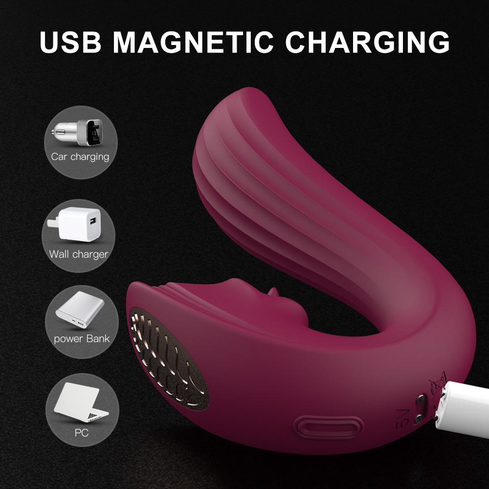 Stimulator Julissa 9 Moduri Vibratii+9 Moduri Miscari -Limba- Silicon USB Rosu Passion Labs, Nr. 5, Erotic24.ro