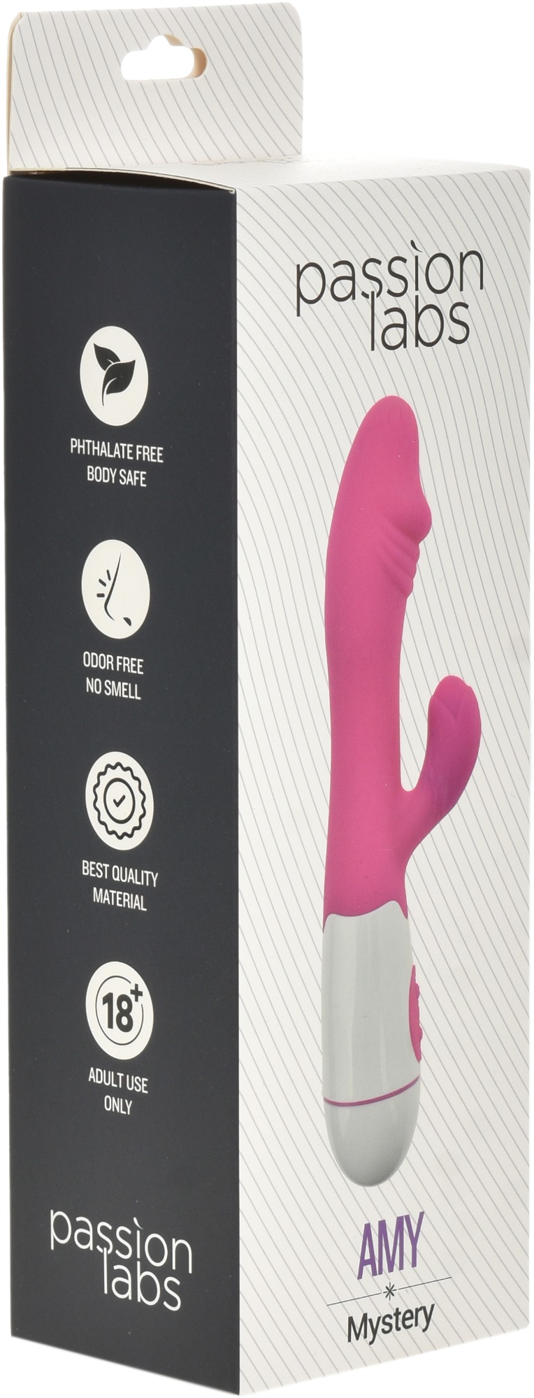 Vibrator Iepuras Amy 20 cm USB 30 Moduri Vibratii Negru Passion Labs, Nr. 3, Erotic24.ro