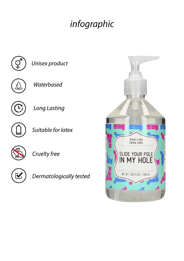 Lubrifiant Anal pe Baza de Apa Slide Your Pole In My Hole 500 ml, Nr. 2, Erotic24.ro