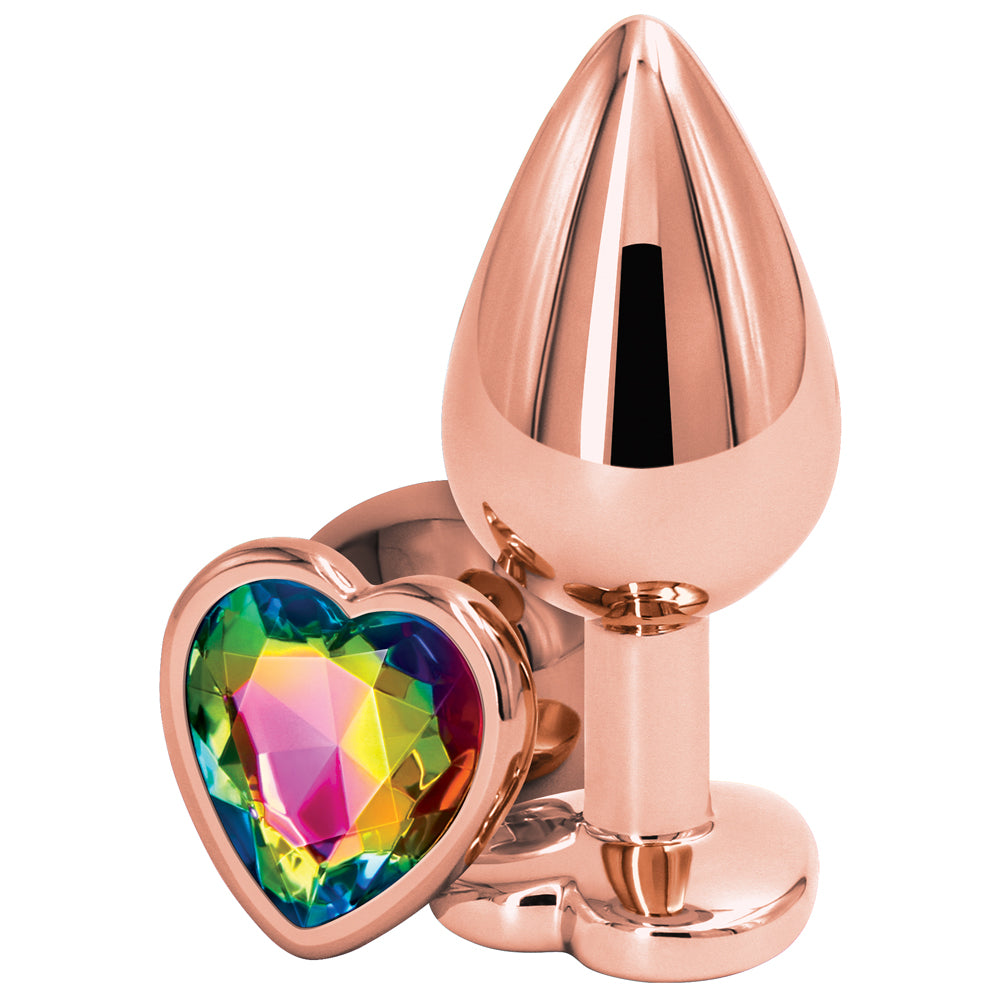 Dop Anal Brilliant Anal Plug Small, Rose Gold, Piatra Multicolora, Passion Labs