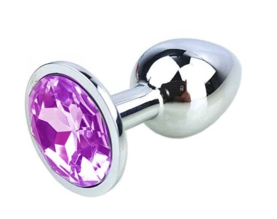 Dop Anal Metallic Buttplug Medium Argintiu/Mov Passion Labs