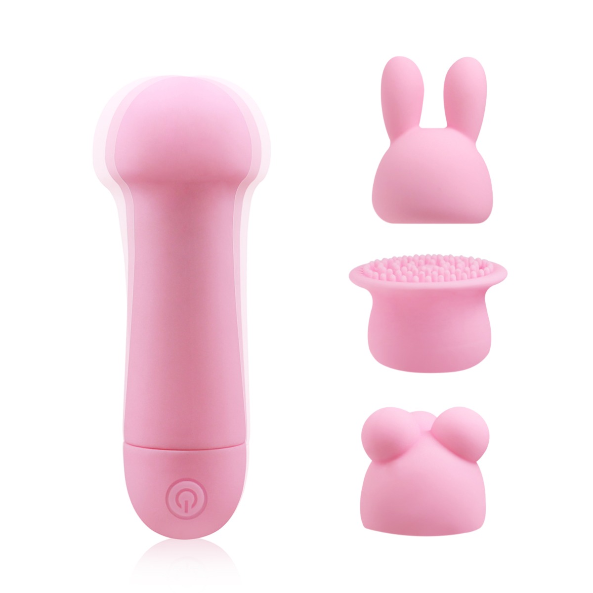 Mini Vibrator Haley cu 3 Capete de Schimb USB Roz Guilty Toys