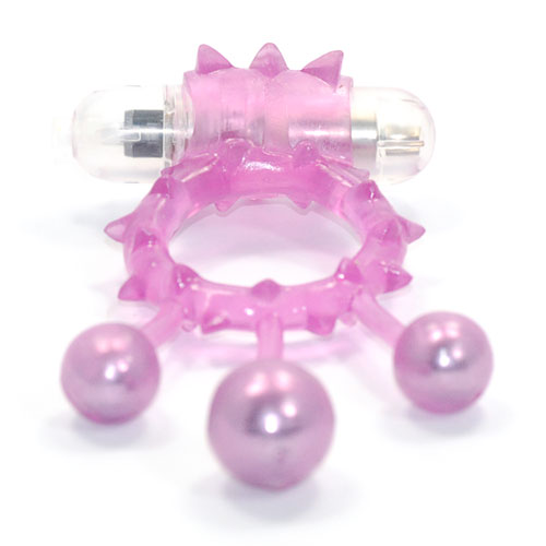 Inel de Penis cu Bile Metalice si Vibratii Roz Passion Labs, #3, Erotic24.ro