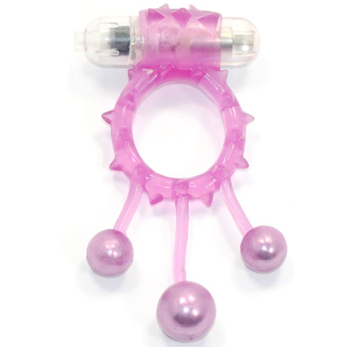 Inel de Penis cu Bile Metalice si Vibratii Roz Passion Labs, #1, Erotic24.ro