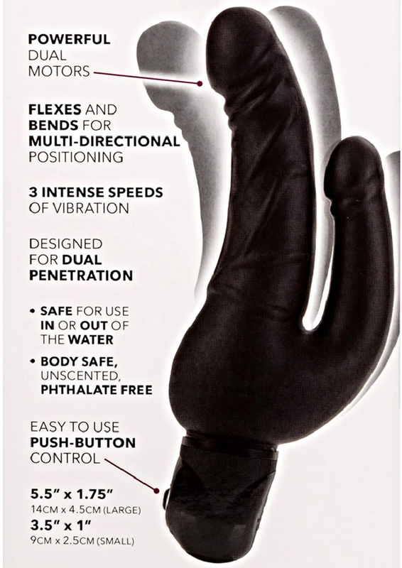 Vibrator Dublu Bendie Stud Over & Under, 3 Viteze Vibratii, PVC, Negru, Nr. 3, Erotic24.ro