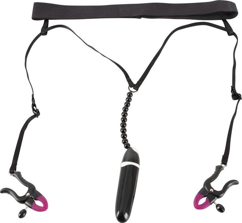 Bikini Bad Kitty cu Perle si  Vibrator, Negru