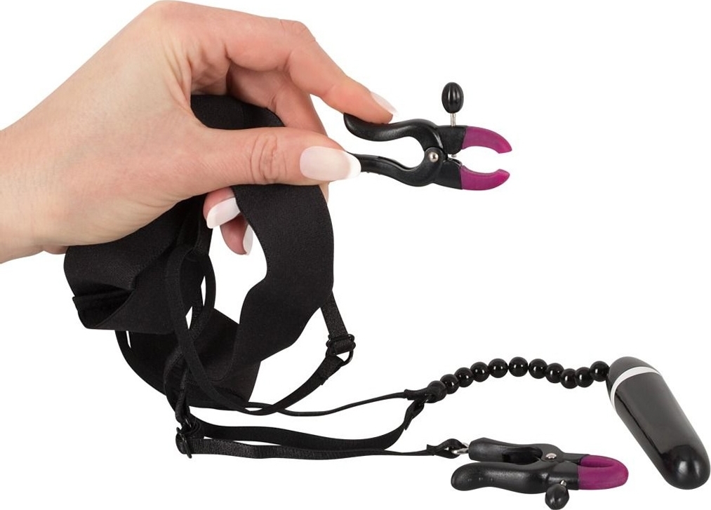 Bikini Bad Kitty cu Perle si  Vibrator, Negru, #2, Erotic24.ro