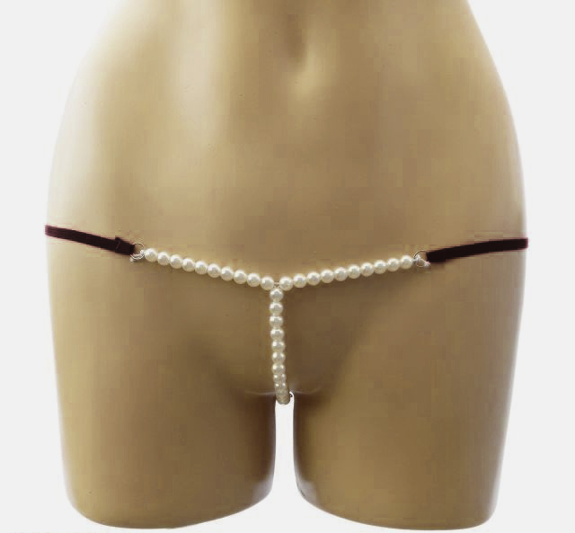 Micro Bikini cu Perle si Inele, Negru, S/M, Mokko Toys, #2, Erotic24.ro