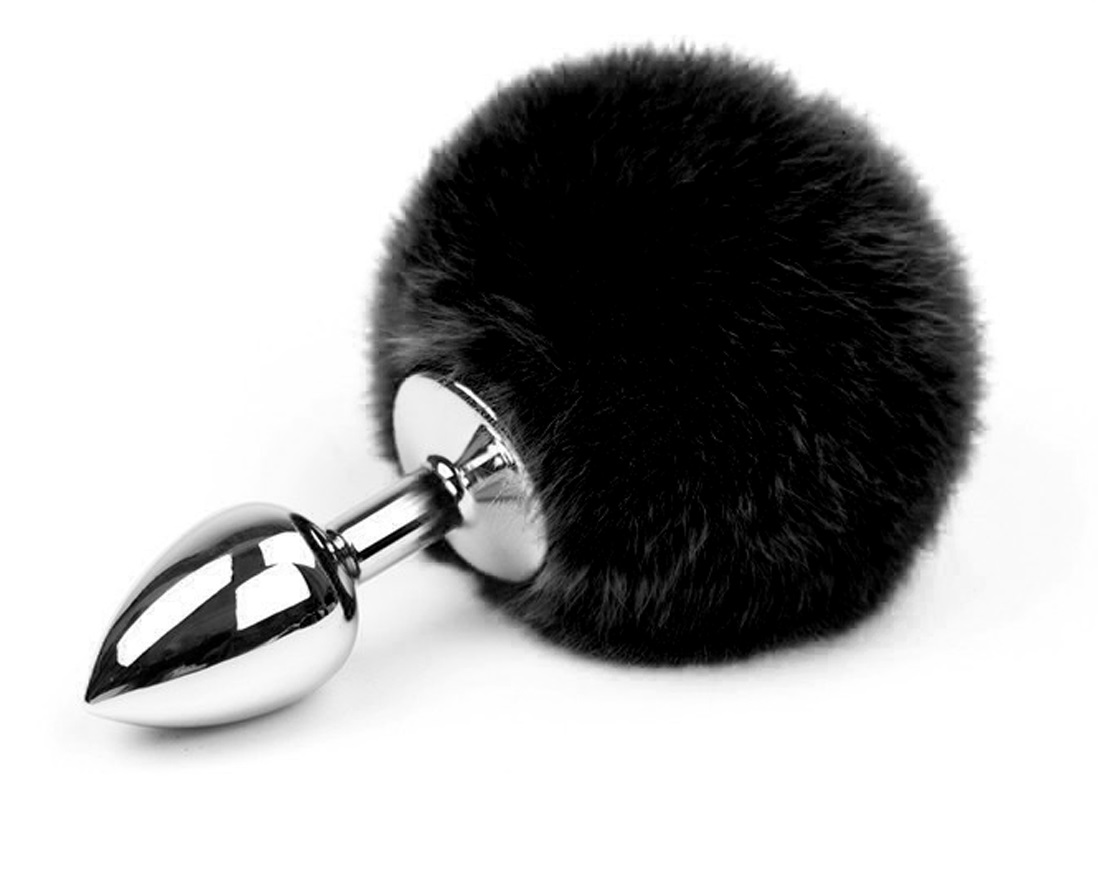 Dop Anal Bunny Buttplug, Small, Argintiu/Negru, Passion Labs, Mystery, Nr. 2, Erotic24.ro