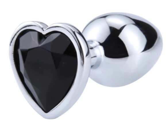 Dop Anal Hearty Buttplug, Small, Argintiu/Negru, Passion Labs