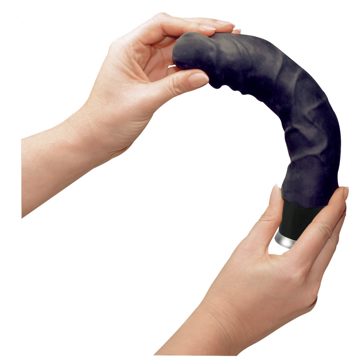 Vibrator Realist Big Black NatureSkin, 8 Moduri Vibratii, TPR, Negru, 23 cm, Nr. 2, Erotic24.ro