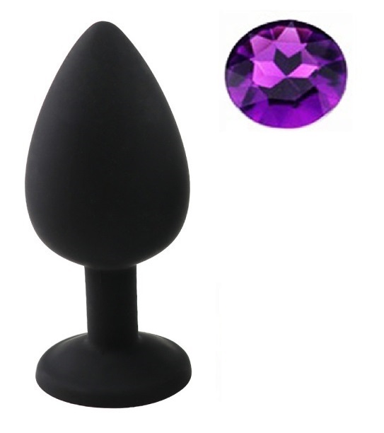 Dop Anal Silicone Buttplug, Large, Silicon, Negru/Mov, Guilty Toys