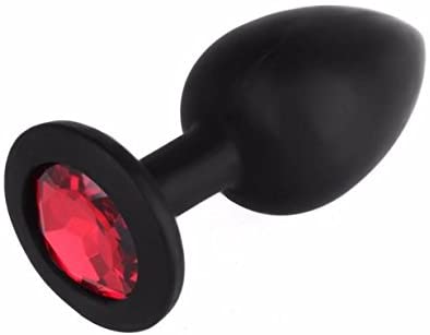 Dop Anal Silicone Buttplug, Medium, Negru/Rosu, Guilty Toys, #2, Erotic24.ro