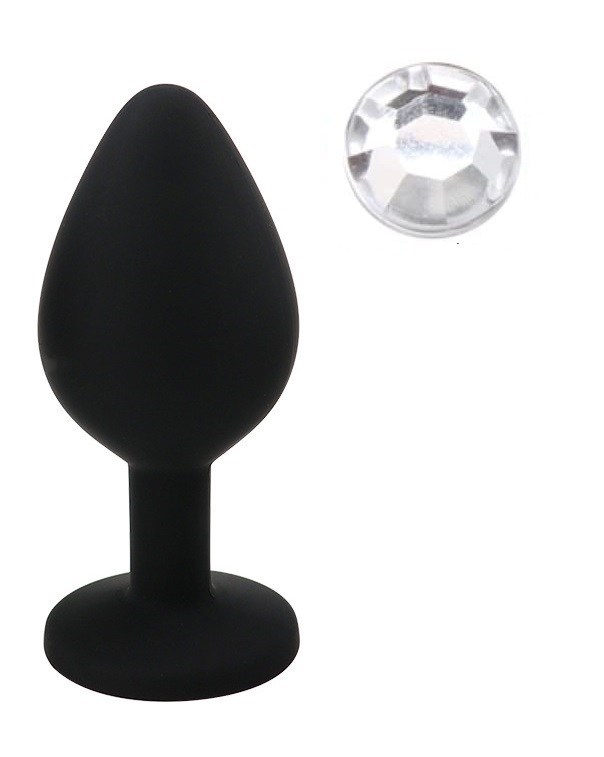 Dop Anal Silicone Buttplug Medium Negru/Clear Guilty Toys, #1, Erotic24.ro