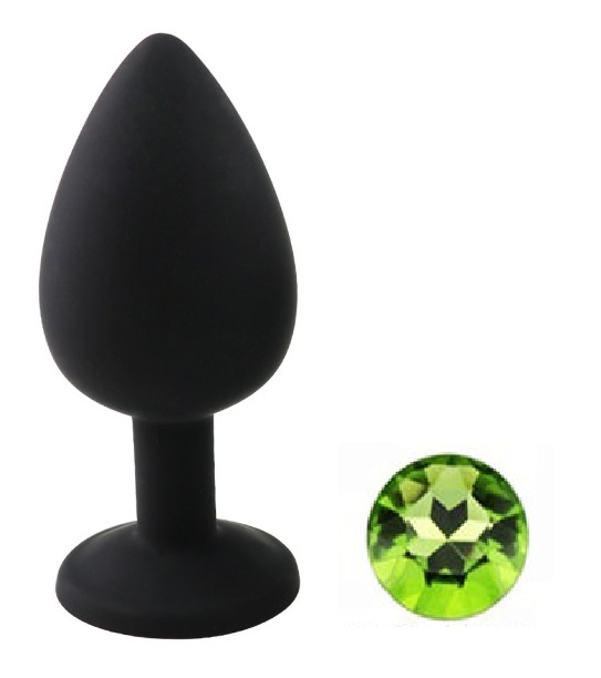 Dop Anal Silicone Buttplug Large Silicon Negru/Verde Deschis Guilty Toys, #1, Erotic24.ro