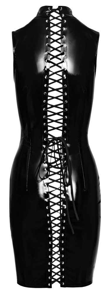 Rochie Sexy din Vinil, cu Snur si Fermoar, Negru, M, #5, Erotic24.ro
