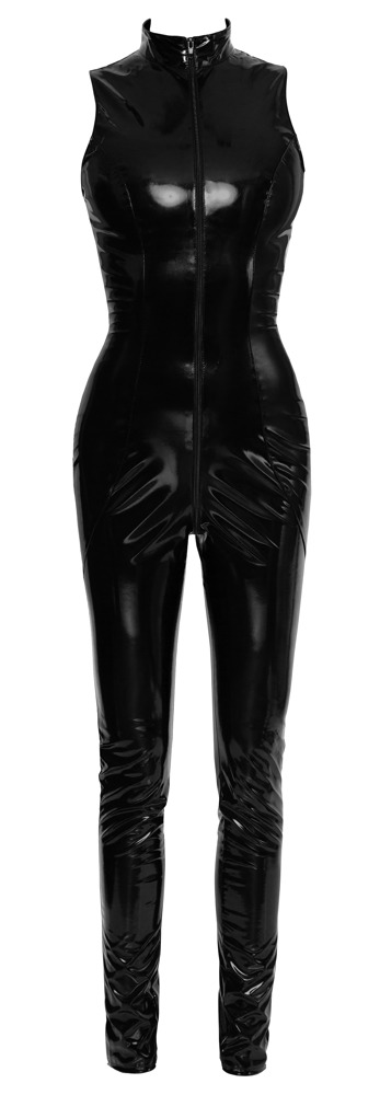 Catsuit din Vinil fara Maneci, Negru, M, #8, Erotic24.ro