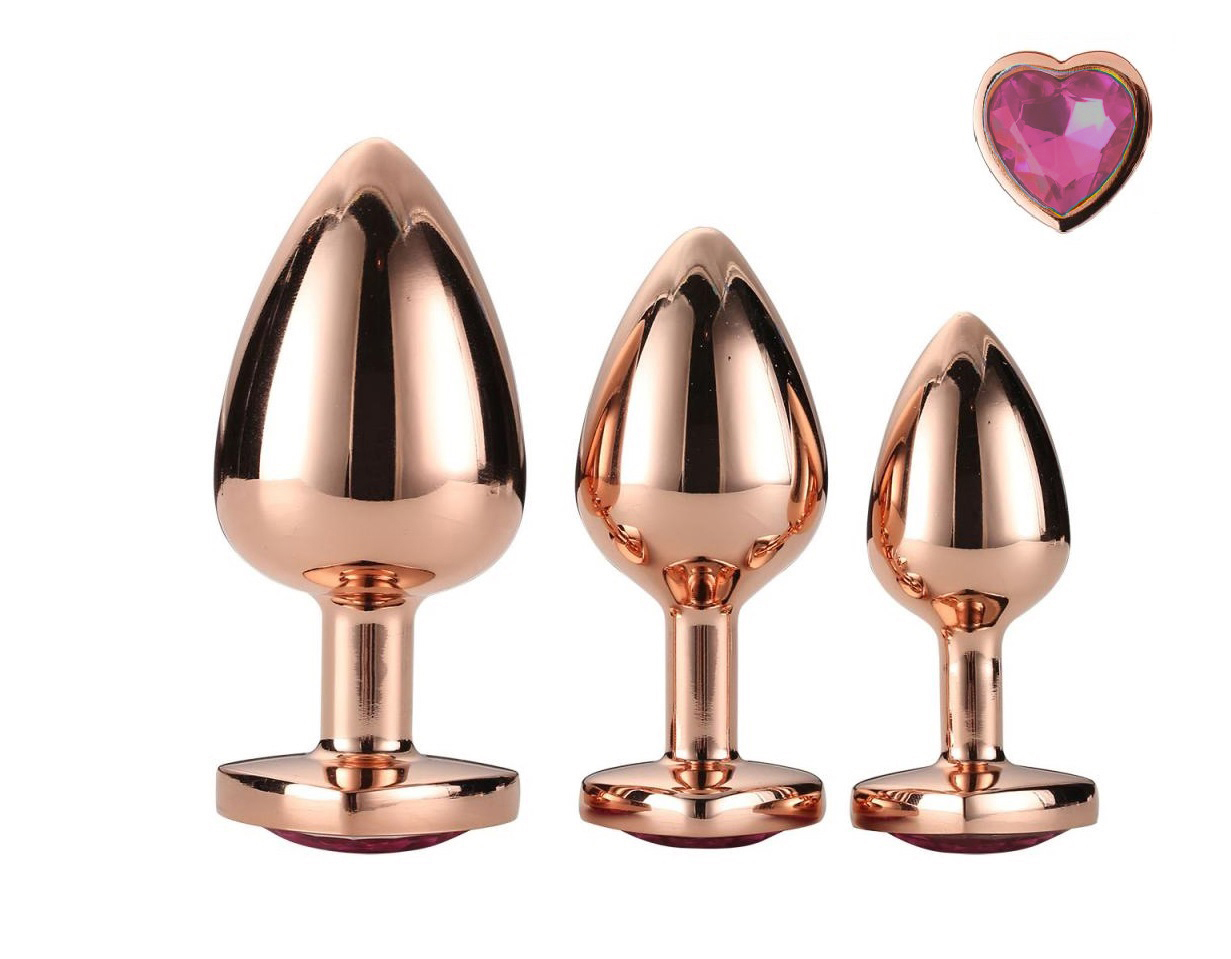 Set 3 Dopuri Brilliant Anal Plug, Rose Gold, Piatra Roz Deschis, Passion Labs