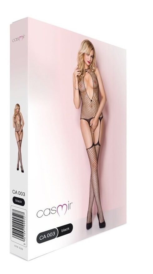 Bodystocking Plasa Model Portjartier Negru OS, Nr. 4, Erotic24.ro