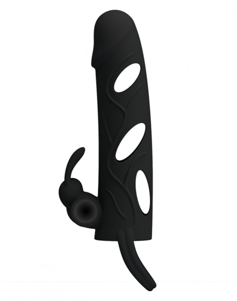 Manson de Penis Cu Vibratii Silicon Negru 14 cm